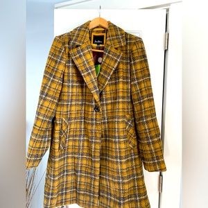 Sam Edelman NWT size L yellow plaid coat
